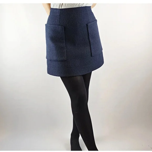 COS Wool Mini Skirt Navy - Picture 2 of 8